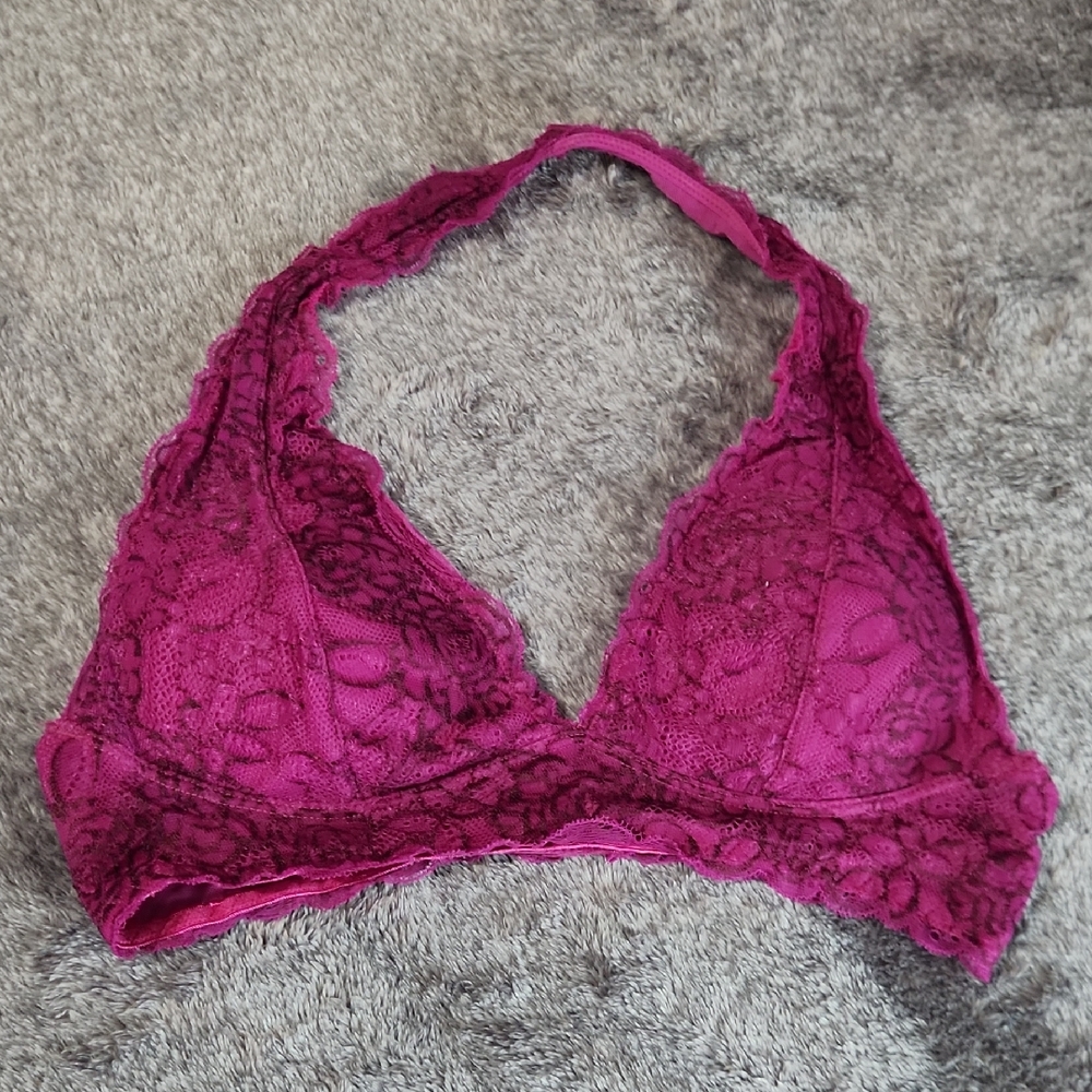 free press Lace Halter Bralette in Fuchsia